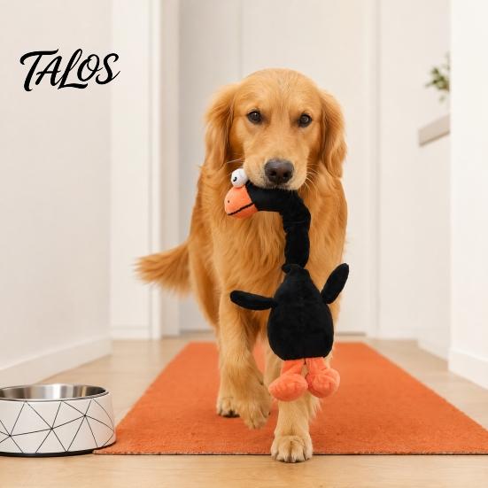 Interactive Dog Toy Stuffed Tug Toy, Long Neck Plush Chicken, Squeaky Bird Chew of War for Small Medium Dogs Play Funny