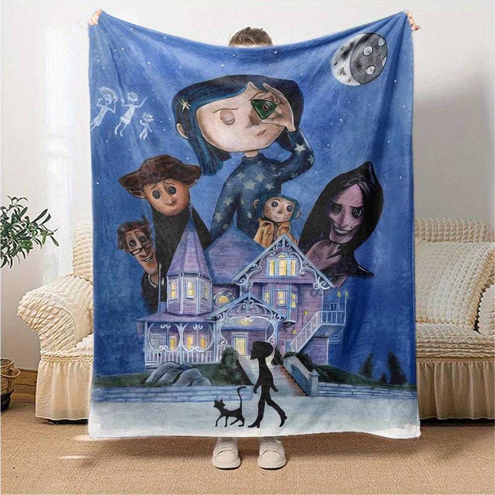 1pc Coraline (5) Blanket, Gift, for Men and Women, Soft Blanket, Good for Sofa Bed Couch Travel, Lightweight Flannel Blanket