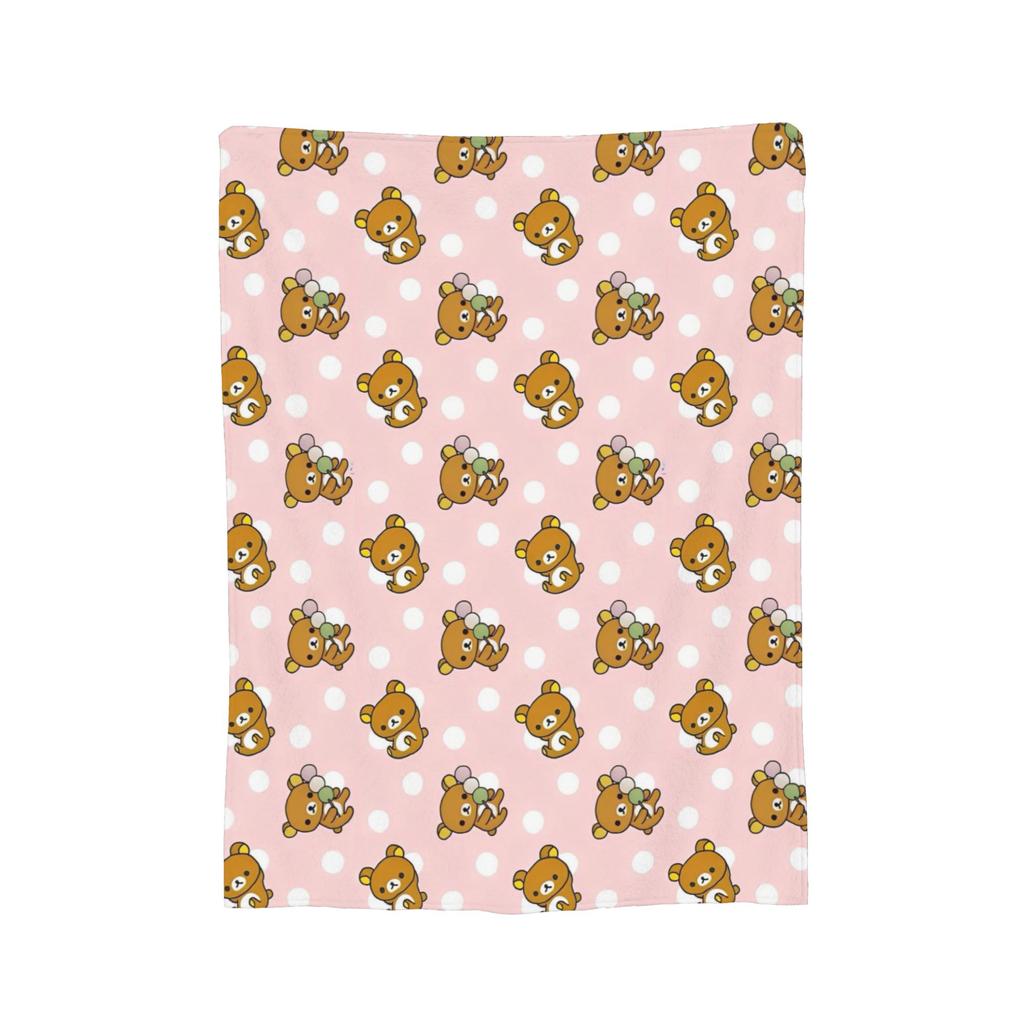 Rilakkuma Candy Strawberry Korilakkuma Blankets Flannel Throw Blanket Summer Air Conditioning Personalised Soft Warm Bedsprea,