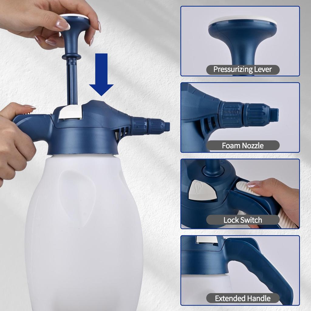 Foam Pump Blaster 68 Oz– Multi-Purpose Hand Pump Foam Sprayer with Dual Adjustable Nozzles + Perfect for Car Washing & Garden Watering