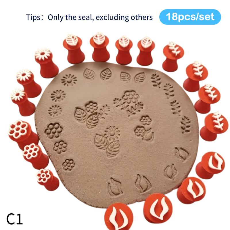 Clay Stamp & Molding Kit Flower Leaf Design Diy Crafts And Art Creations For Making, Pottery, Scrapbooking, Card Making