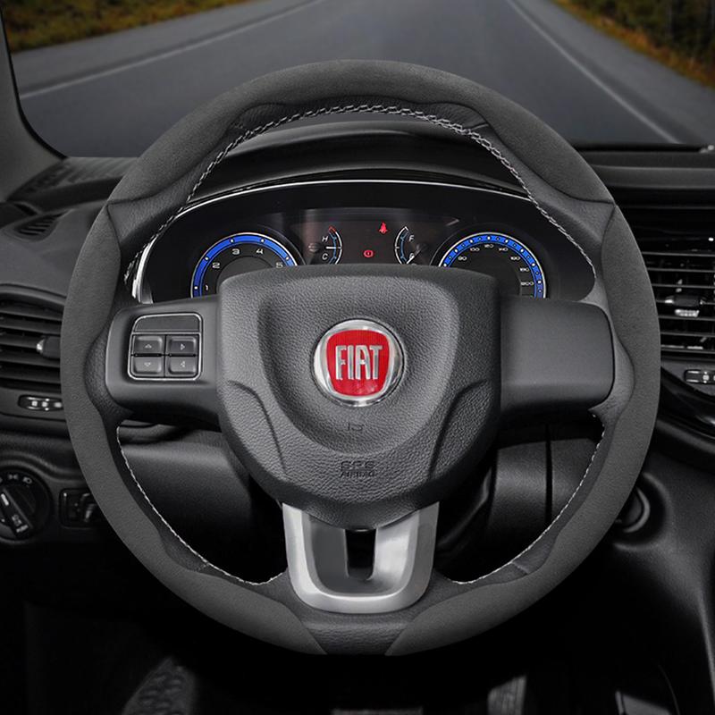 zkfan8 Suitable for Fiat Anti-Slip Buckle Segmented Suede Steering Wheel Cover Suitable for 500 Grande Punto Evo 169 Ducato Bravo Tipo Linea Albea