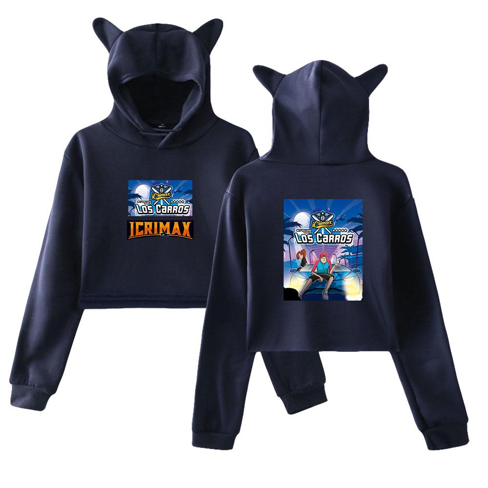 Cat Ear Hoodies Sweatshirt Icrimax for Women Sexy Pink Color Fashion Autumn Streetwear Cool Clothes