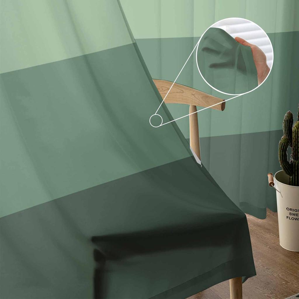 Randiga Gröna Gradient Genomskinliga Gardiner för Vardagsrumsdekoration Fönstergardiner för Kök Tyll Voile Organza Gardiner