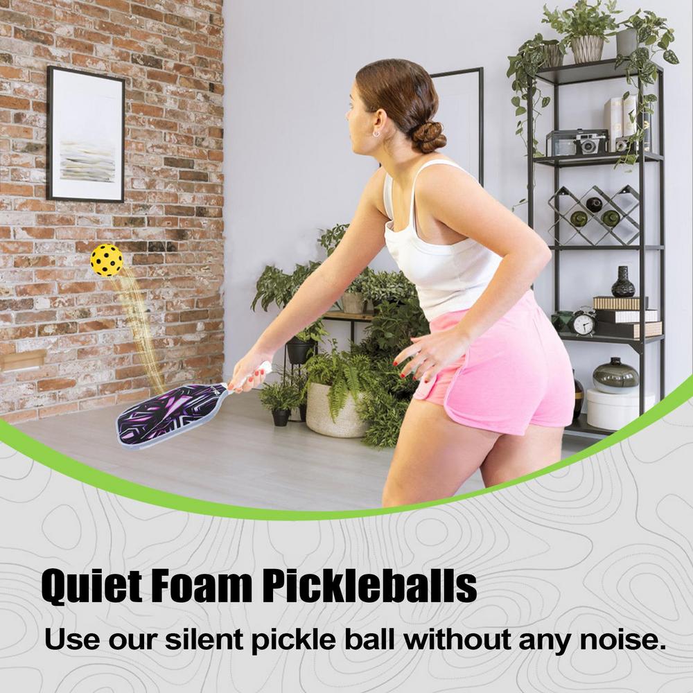Silent Pickleball Balls Quiet Foam Pickleballs Practice Balls with Exact Real Ball Bounce Soft PU Pickleball Ball for Indoor Use