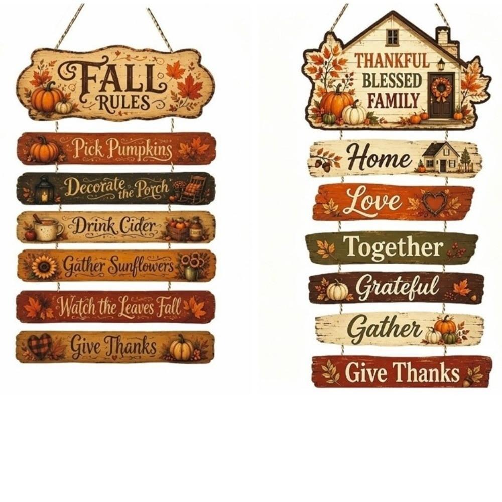 2D Flat Autumn Harvest Sign Decorative Fall Theme Wall Hanging Plaque Home Decor