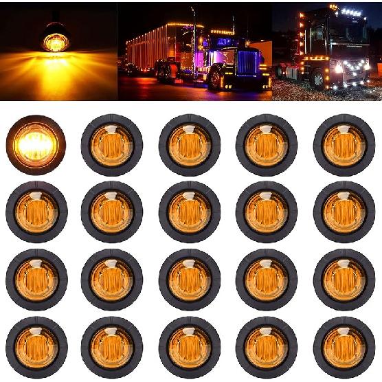 PSEQT 3/4 Inch Trailer Marker LED Lights, Side Clearance Indicators Tail Light Waterproof For Trailer Truck Car Bus Van Pickup RV Wrangler ATV UTV