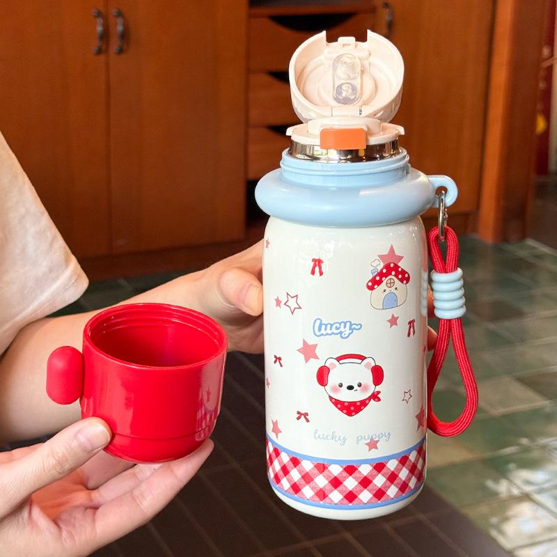 Water bottle new 1011 large capacity cartoon thermos cup L student big belly double drinking cup outdoor hand thermal insulation water
