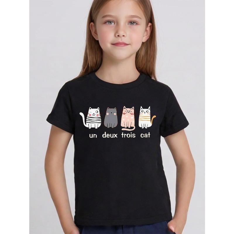 European Sizes Girls' Round Neck T-Shirt Casual Fashion Printed Top