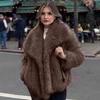Women's Faux Fur Fuzzy Coat Casual Fluffy Long Sleeve Lapel Shaggy Jacket Winter Furry Open Front Short Coat
