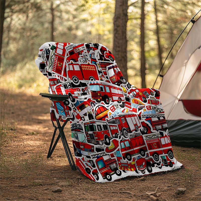 fire truck Theme Printed Blanket - Perfect for Couch, Bed, Travel & Outdoor Use | Machine Washable, Cozy & Durable.