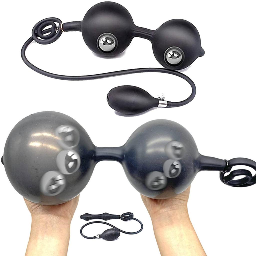 Inflatable Anal Plug with Steel Balls Prostate Massager G-spot Clit Stimulator Adult Toys for Men