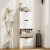 Slim Space-Saving Shoe Cabinet with 4 Drawers for 20 Pairs of Shoes 62.5x26x156 Cm, Wood Colour and White