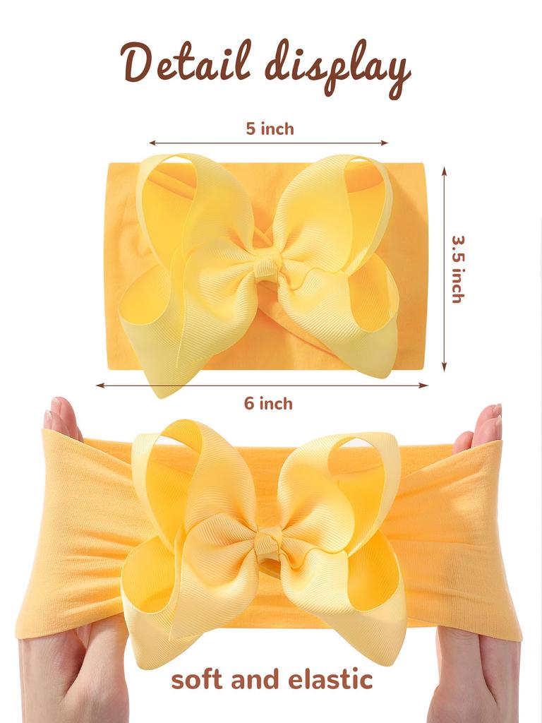 6 Stück/Set Großes Schleifenstirnband für Babymädchen Süßes Breites Nylon-Turban Neugeborenen Schleife Kopfwickel Weiche Baby-Haaraccessoires