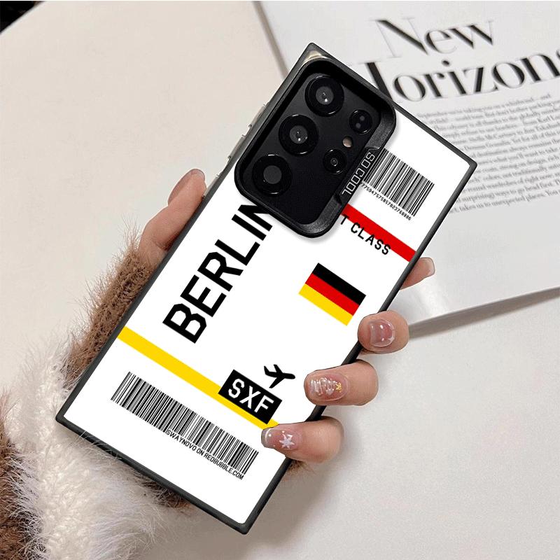 Travel Air Ticket Label Shockproof Phone Case for Samsung Galaxy S26 Edge S25 Ultra S24 FE S23 Plus S21 Cover Anti Fall Fundas