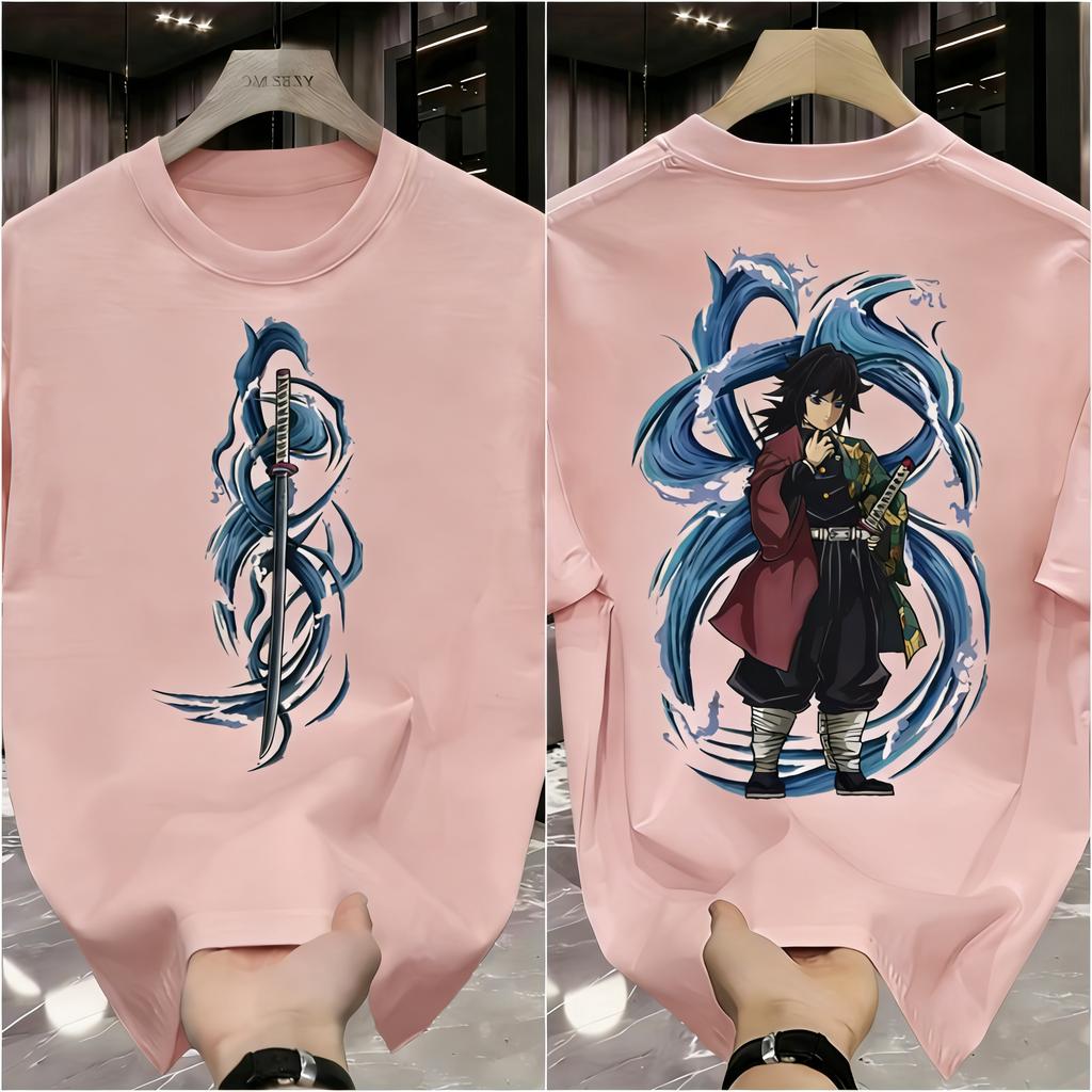 Plus Size Demon Slayer Anime Print Men and Women Tshirt Casual Parentchild Top Fashionable Summer Cotton Harajuku Y2K Street