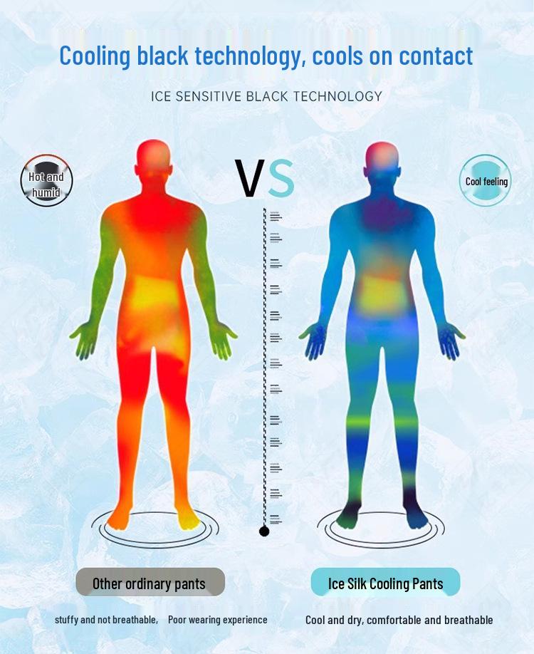 Men's Ice Silk Cuffed Casual Pants - Lightweight, Loose, Straight-Leg, Ideal for Spring, Summer & Autumn