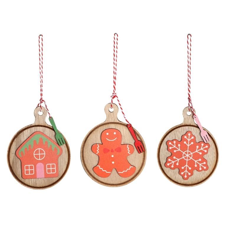Handcrafted Wooden Holiday Cookie Decorations Safe For Kids Pet Nontoxic Paint Efficient Christmas Ornament