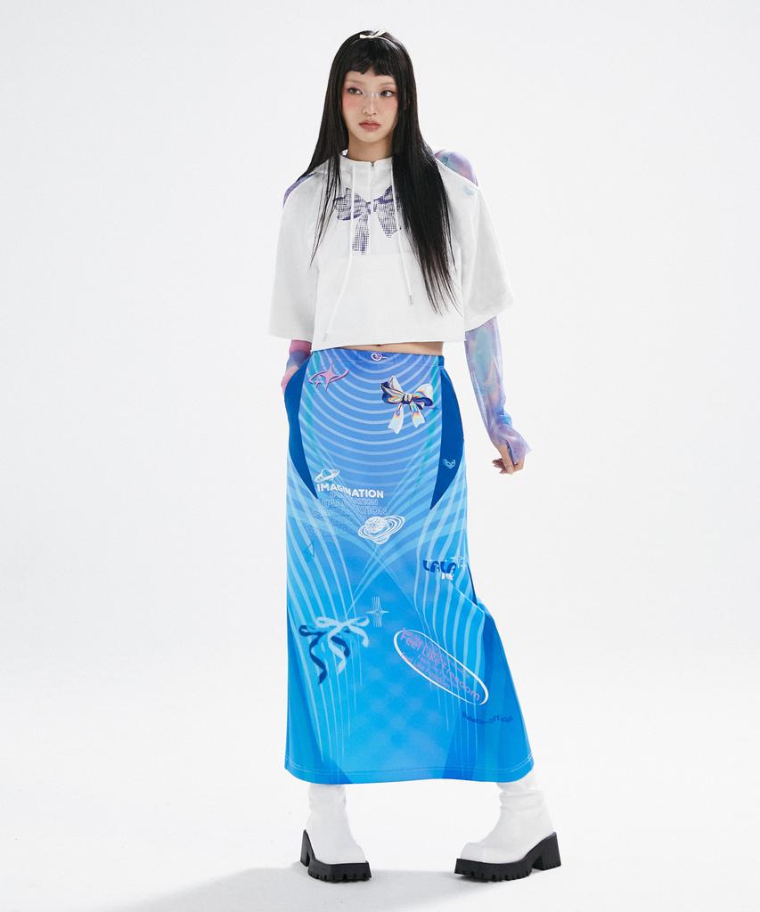 Lara Fox Sporty Jersey Dtp Long Skirt Blue Bp3Ws001