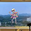 Dancing Skeleton Static Glass Sticker, Skeleton with Sunglasses And Floral Shirt Window Clings, Waterproof Window Decals for Bars Pubs Restaurants
