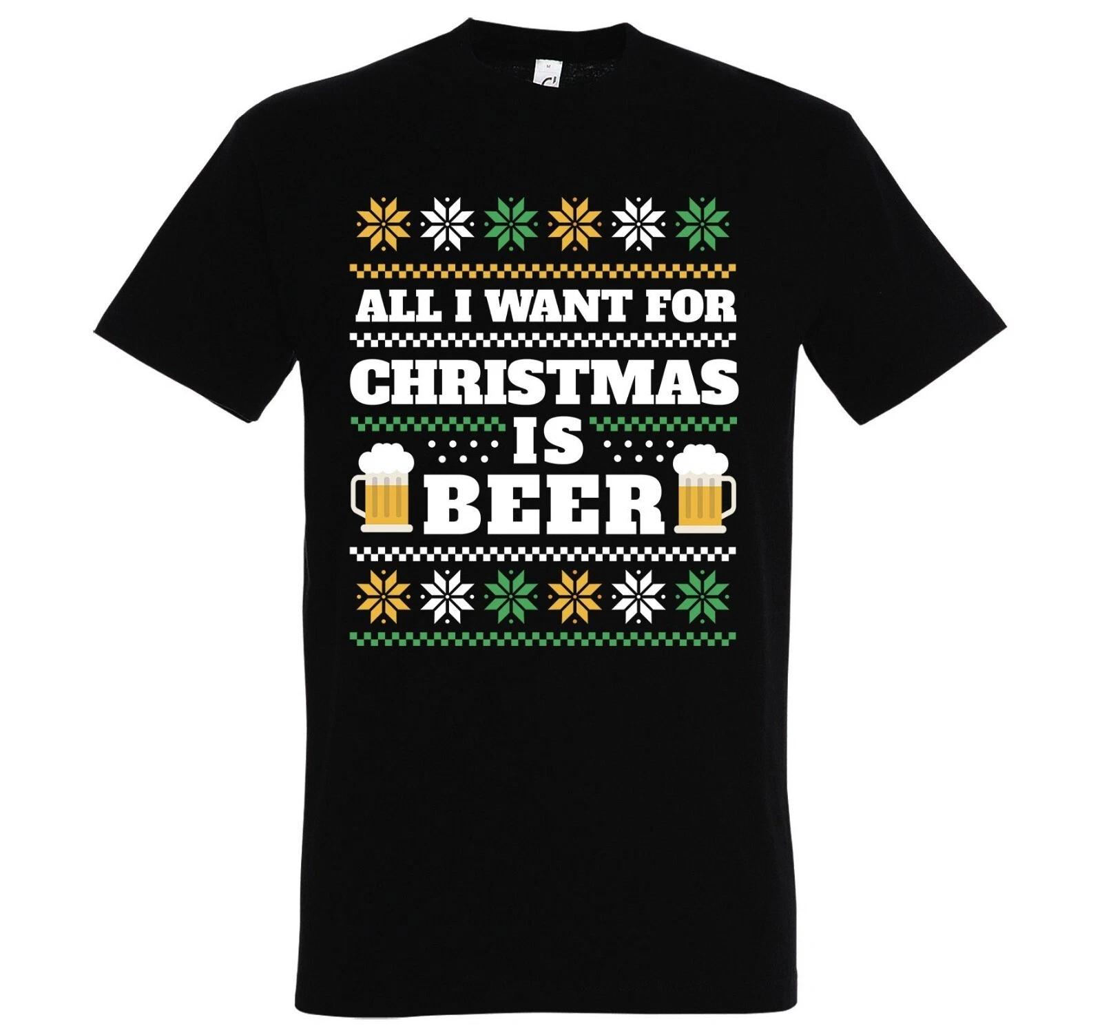 All I Want For Christmas Is Beer Mens T-Shirt Christmas Funny Saying Santa 3XL