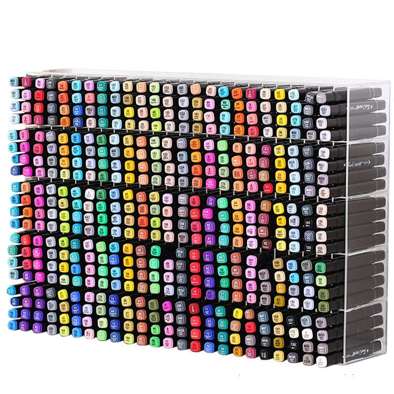 Large Acrylic Marker Storage Rack - Transparent, Oblique Design for Desktop Organization