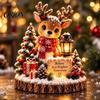 Resin Christmas Micro Landscape Lighted Ornament, Night Light, Decorative Figurine with Desktop Decorations LED Light for Bookshelf and Holiday