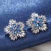 Gorgeous Blue Cubic Zirconia Stud Earrings Engagement Wedding Party Accessories For Women Blue Earrings Fashion Jewelry