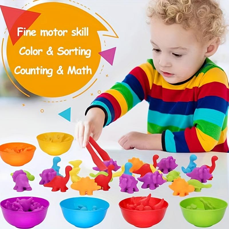 Dinosaur Toys Count Toys That Can Match Games, Sorting Bowls for Learning Activities Math, Color Sorting, Educational