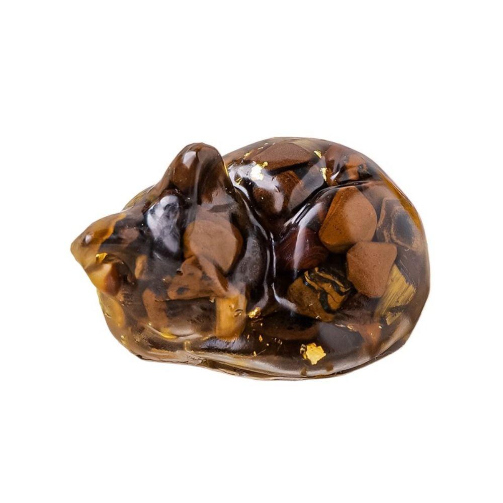 

Животное Спящий Кот Украшения Милый Натуральный Кот Макадам Кристалл Спящий Кот Предметы Домашнего Обихода коричневый