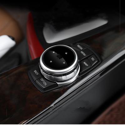 IDrive Araba Multimedya Düğmeleri Kapağı M Amblemli Çıkartmalar BMW X1 X3 X5 X6 F30 E90 E92 F10 F18 F11 F07 GT Z4 F15 F16 F25 E60 E61 İçin