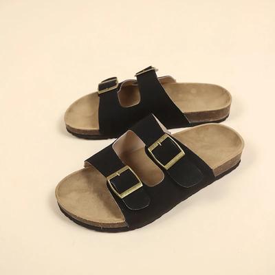Nuove Pantofole Estive da Donna in Sughero Casual da Spiaggia Doppia Fibbia Antiscivolo Esterno Pelle Nabuk Slip-on Scarpe da Ciabatta Donna Sandali