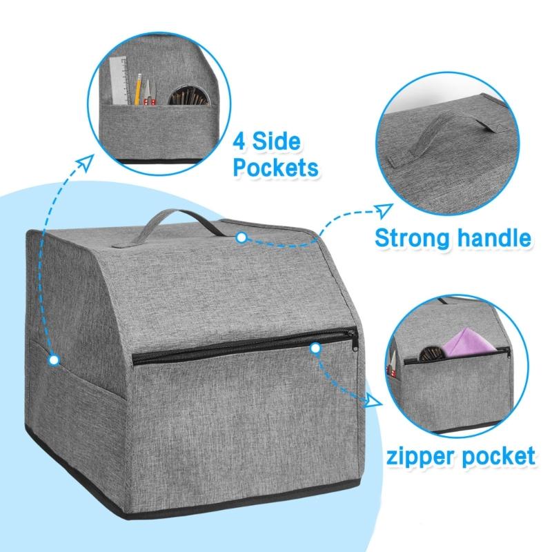 Heavy Duty Universal Size Multi Pocket Sewing Machine Protector Dustproof Cover Case With Top Handle And Washable Design