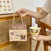 Cartoon Boy and Girl Couple Ceramic Mug Souvenir High Footed Cup To Give Birthday Gift To Friends Best Friend Sisters
