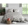 Parure De Lit - Housse Couette 240x260 Cm - 2 Taies - Motif Feuillage Ginkgo - 100% Coton Doux