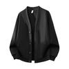 Men Solid Color V Neck Long Sleeve Knit Cardigan Casual Loose Sweater Jacket