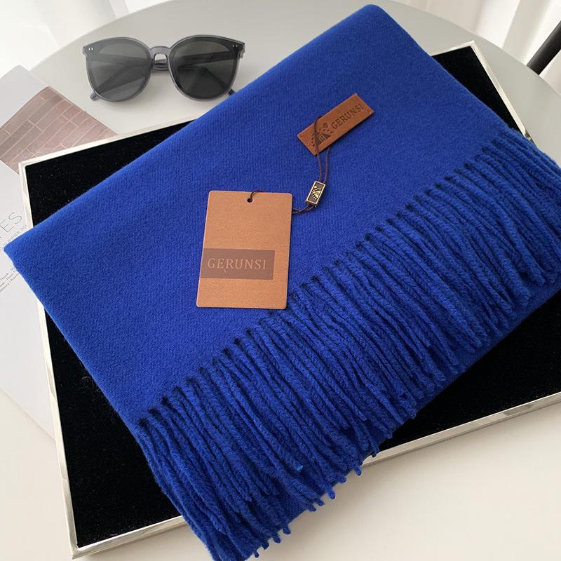 Women's 300g Solid Color Imitation Cashmere Scarf – High-End, All-Match, Warm Autumn/Winter Shawl.