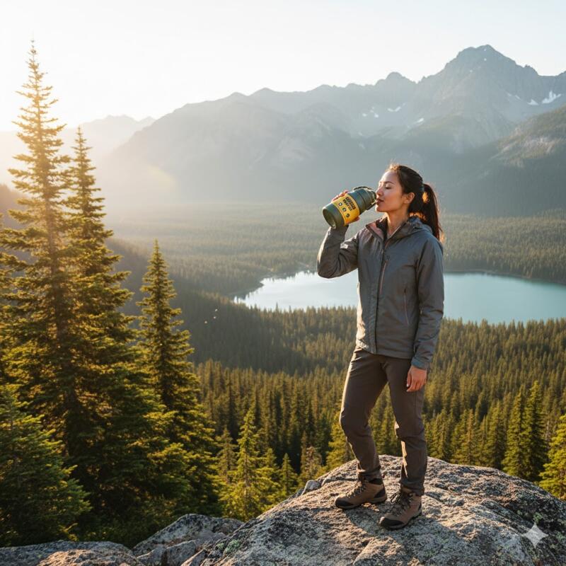 Isolierte Wasserflasche aus Edelstahl, große Kapazität, tragbare Thermoskanne für Outdoor-Sport, Wandern, Reisen, Vakuumisolierter Becher, Heiß-/Kaltgetränkebecher