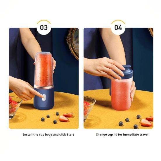 Handheld Juicer with 6 Stainless-Steel Blades 21000Rpm High Speed Low Noise Rechargeable Wireless Fruit Mixer Juice Extractor