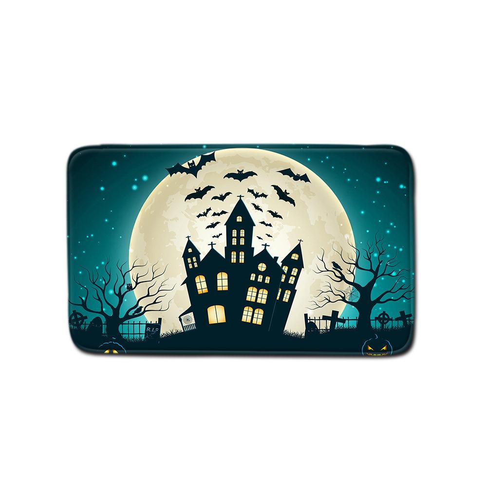 Halloween Bathroom Shower Curtain Floor Mat Combination Four-Piece Set Bathroom Toilet Carpet Door Mat