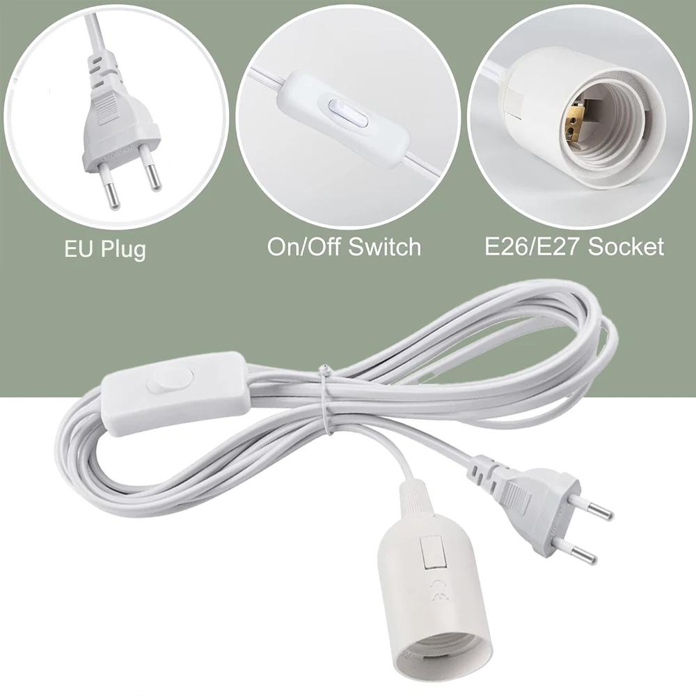 E27 Lamp Base Holder With Switch Wire EU Plug 1.8m Power Cord Cables For Pendant Led Bulbs Fixture Hanglamp Suspension Socket