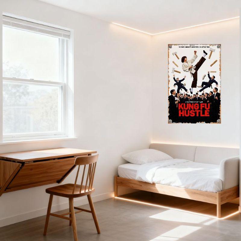 Kung Fu Hustle Stephen Chow Film Metallplåt Skylt Vintage Kampsports Komedi Väggplatta för Hem Bar Café Dekor