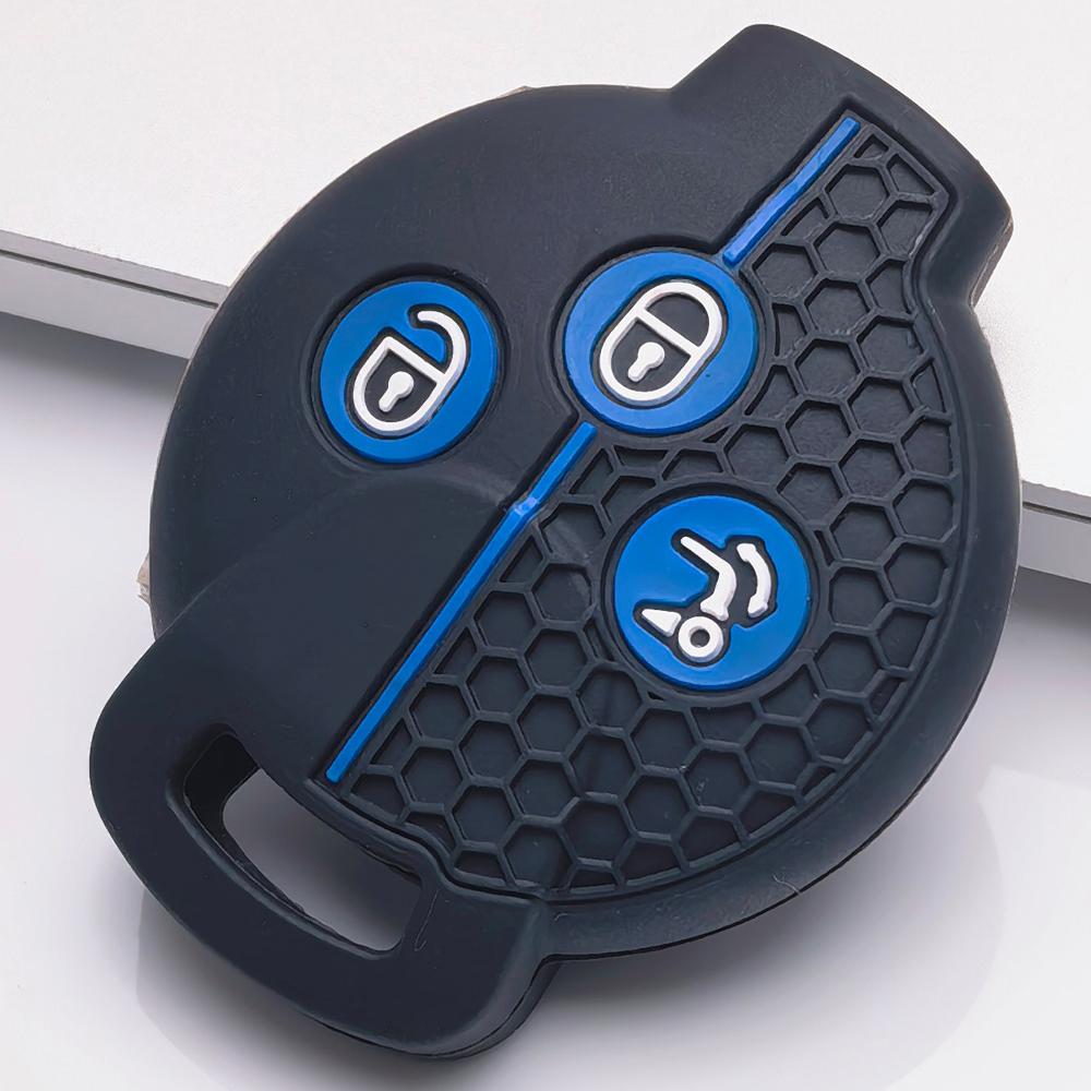 Silicone Car Key Fob Cover for Smart Fortwo Forfour Roadster City Coupe City Cabrio Crossblade Honeycomb Texture Anti Scratch Remote Key Protector