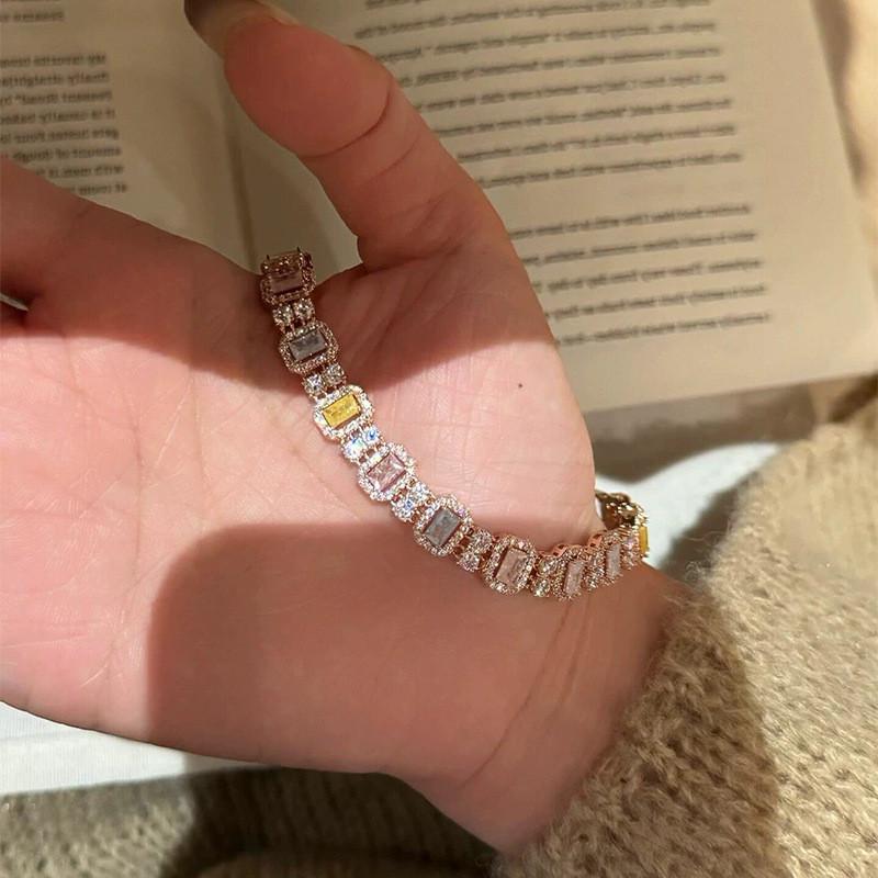 Geometric Zircon Square Fashion Bracelet For Women With Cubic Zirconia Luxury Jewelry Gift