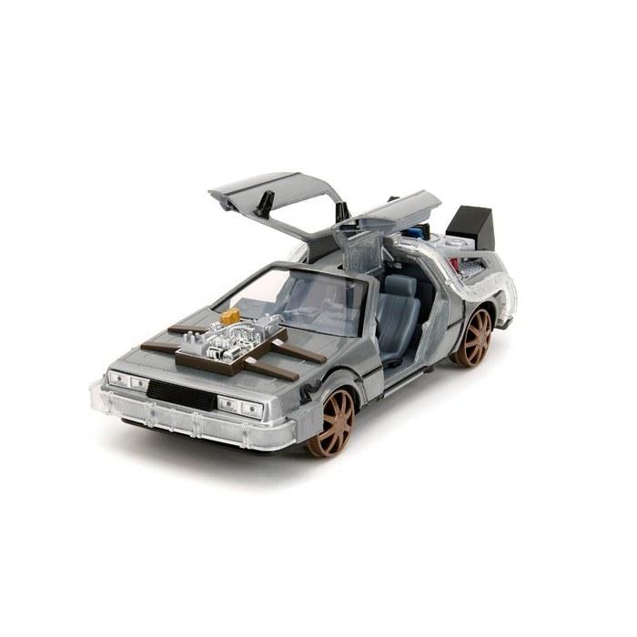 Jada Toys Back To the Future Part III Time Machine (DeLorean) 1/24 Scale with Rail Wheels & Lights