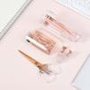 Transparent Rose Gold Stapler & Hole Punch Set with Scissors and Staple Remover - Frosted, Colorful Office Supplies.