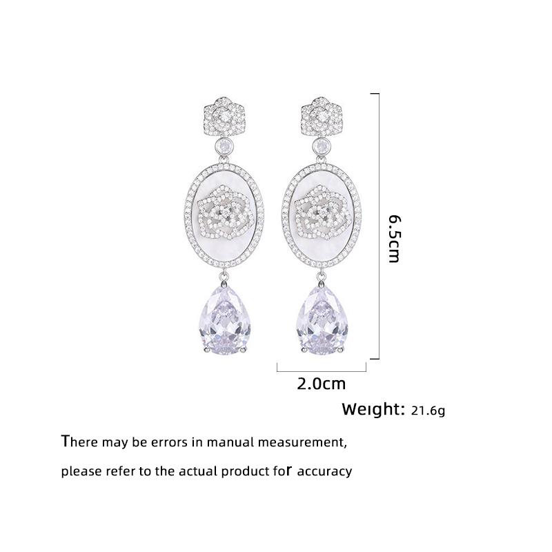 Women's Light Luxury Design Elegant Long Camellia Water Drop Earrings Fashionable And Versatile Niche Design Earrings