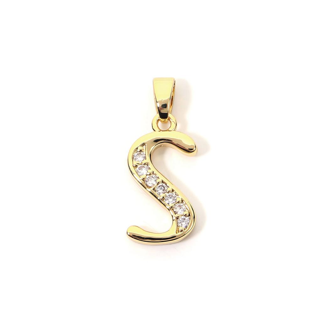 Fashion Gold Plated Letter Charms Alphabet A-Z Zircon Metal Letter Pendants For Jewelry Making DIY Bracelet Necklace Accessories