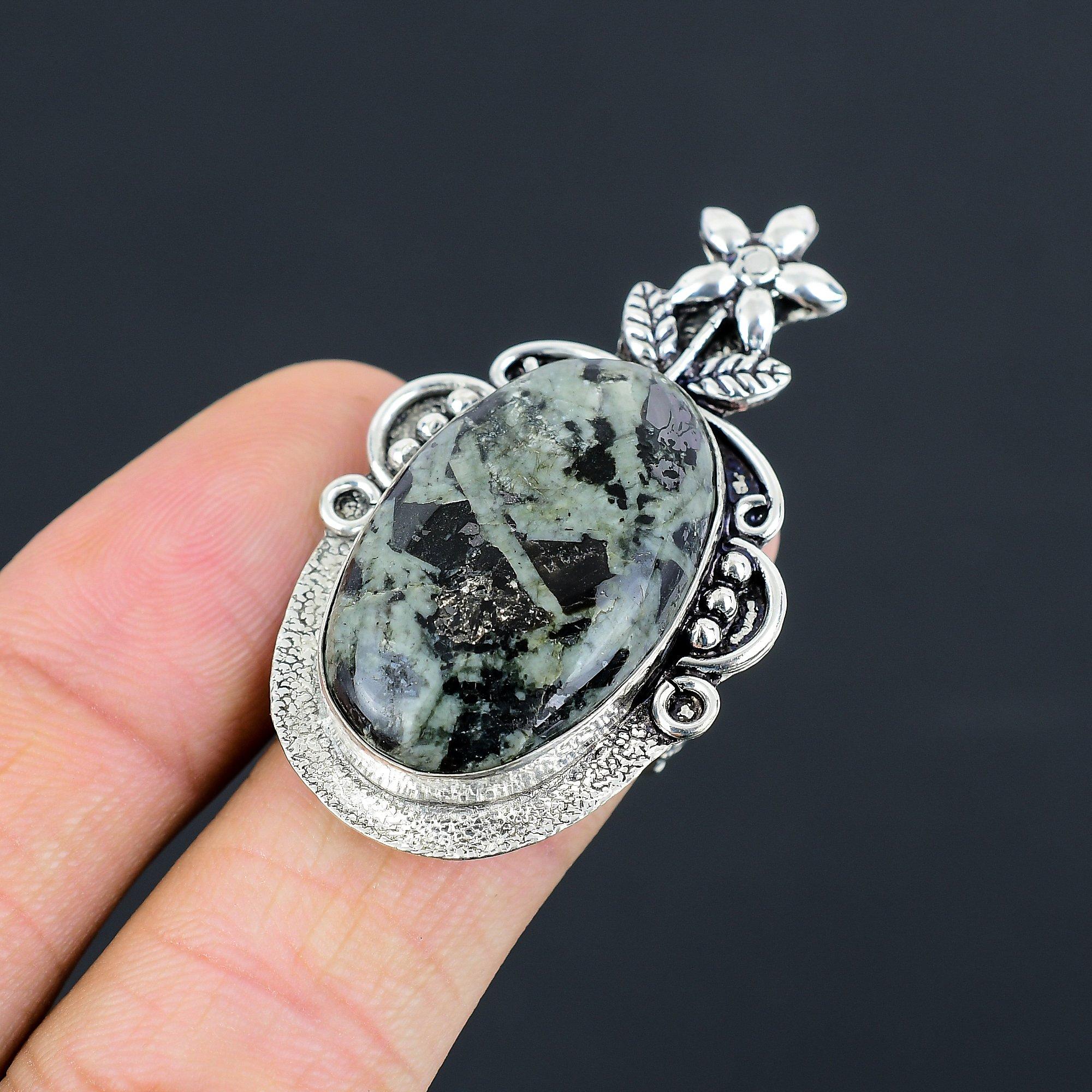 Sisters Day Deal 925 Sterling Silver Star Galaxy Jasper Stone Flower Ring US 7 7