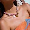 Vacation wind silk scarf titanium steel necklace collarbone chain stainless steel does not fade